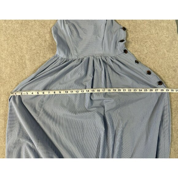 Urban Outfitters Women’s Large Midi Dress Flair Button Side Slit Summer Halter - Picture 14 of 15